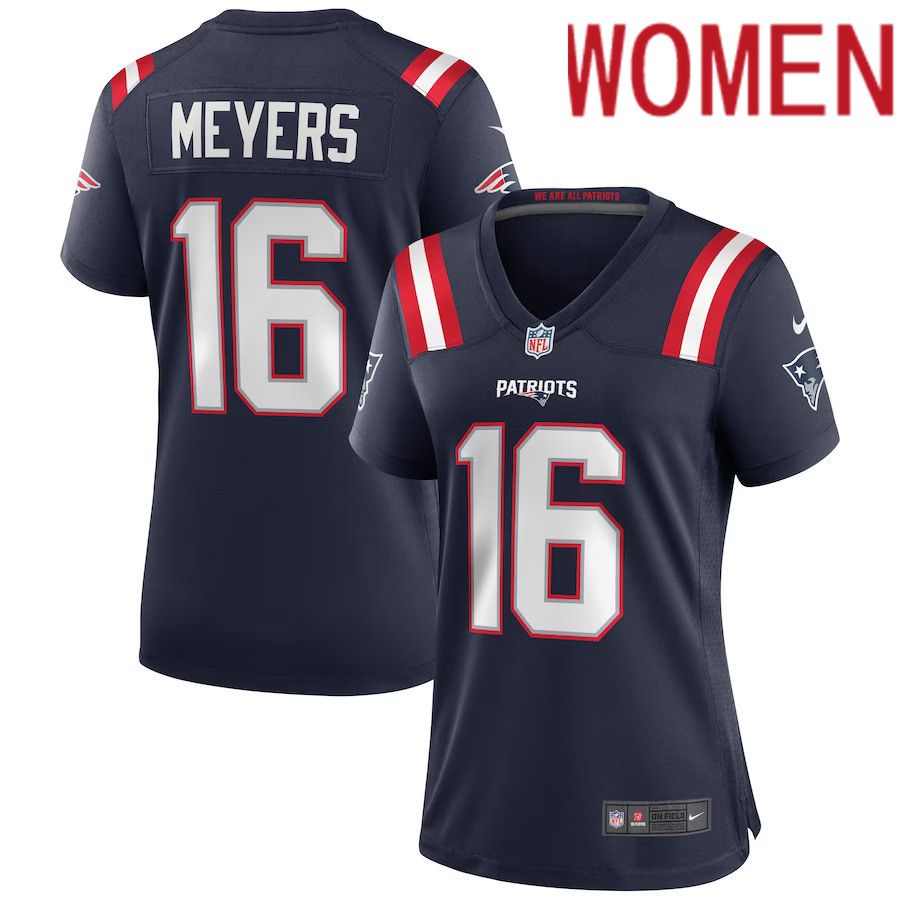 Women New England Patriots 16 Jakobi Meyers Nike Navy Game NFL Jersey